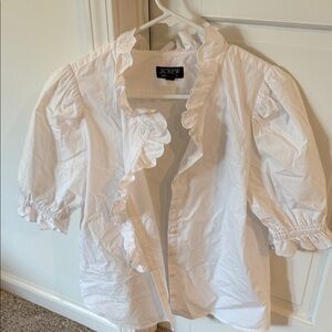 J. Crew Ivory Ruffle Shirt